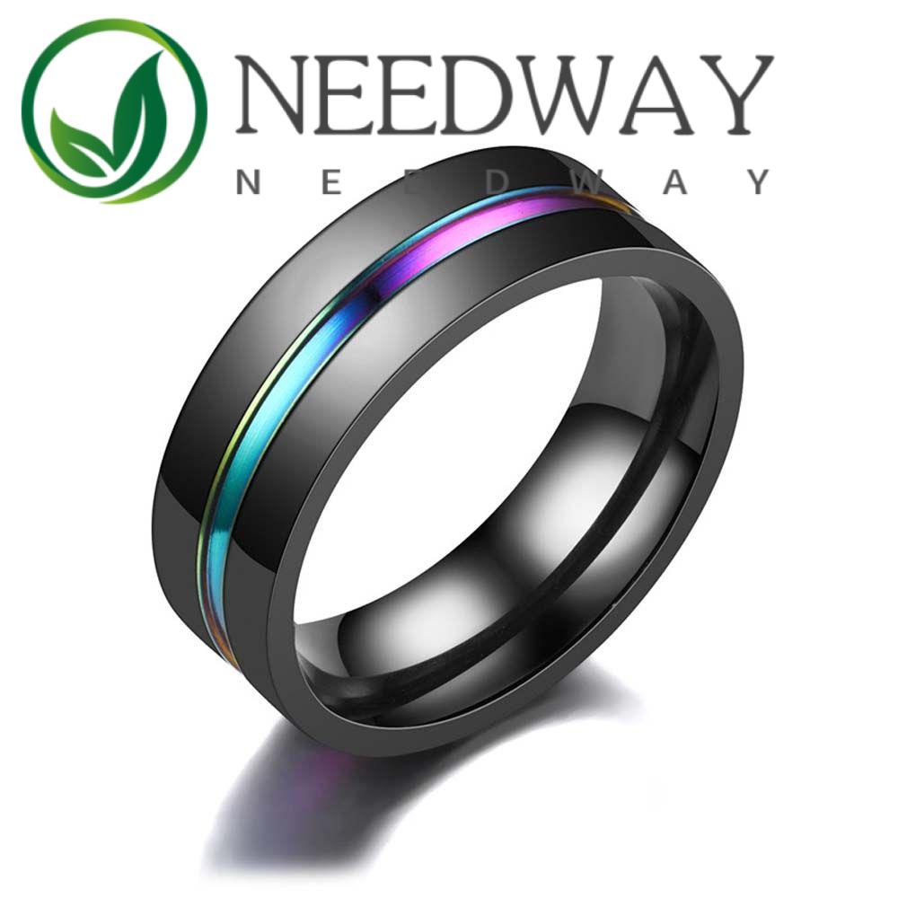 Cincin Warna-Warni Bahan Titanium Ukuran 8mm Untuk Pria Dan Wanita