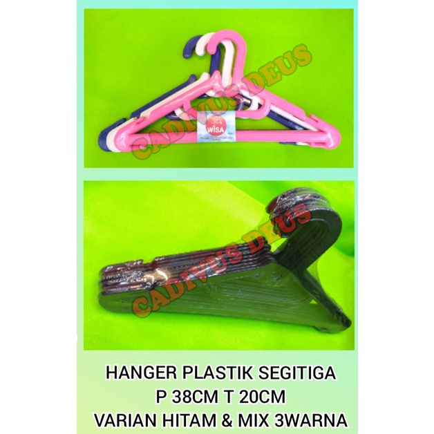 HANGER - PLASTIK - HARGA 12PCS - WARNA MIX - HITAM -35CM