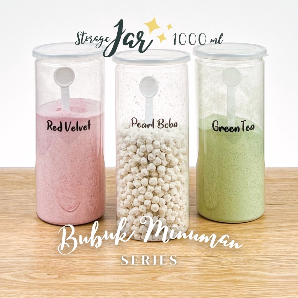 Toples Bubuk Minuman 1000 ml (Jar By Nurdia Home) Tempat Bubuk Minuman / Tempat Bubuk Kopi - J06