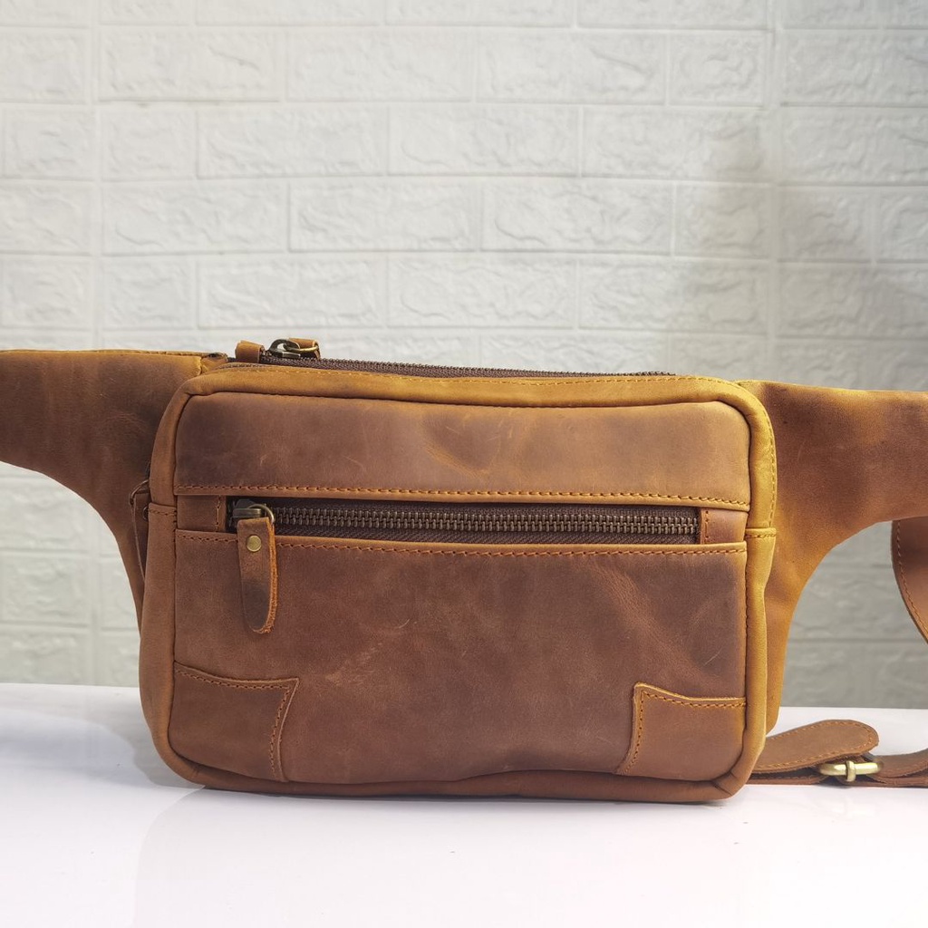 Cedro Leather Tas Military Kulit asli Waistbag tipe Wolferine