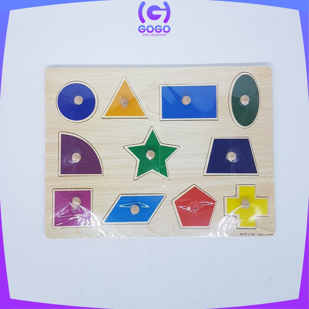 GOGO-M67-68 Mainan Edukasi Anak Puzzle Kayu Knob Background Bergambar | Wooden Toys Mainan Balok Kayu