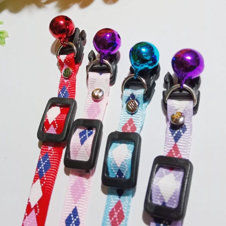 Kalung Kucing Motif Wajik 1 Lonceng 14ml Gelang Kucing Anjing FEFARM