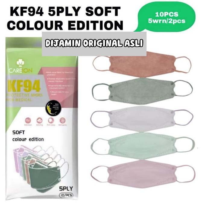 5PLY KF94 CAREION - MASKER KF94 CAREION EMBOSS WARNA SOFT AND STRONG t-originalsby