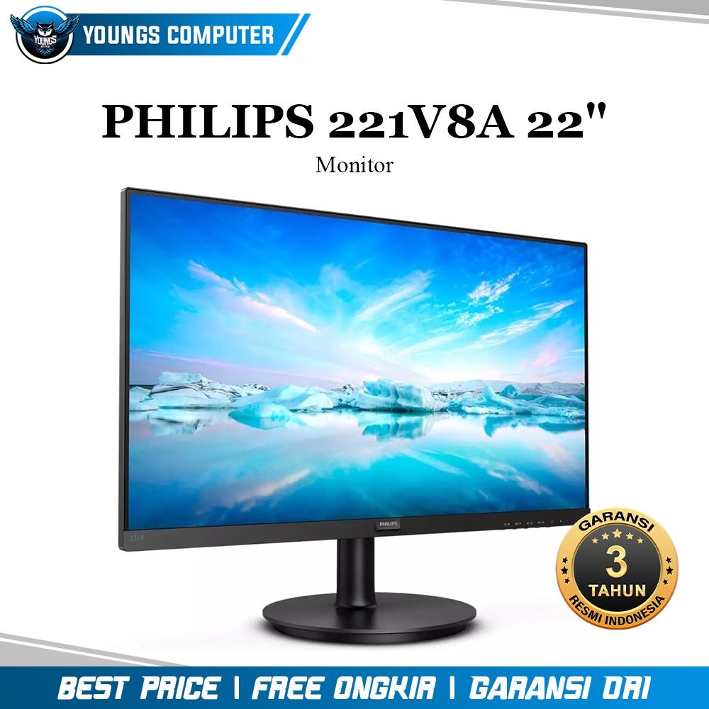 Monitor LED Philips 221V8A 22&quot; 1080p VGA HDMI Speaker 75Hz VESA