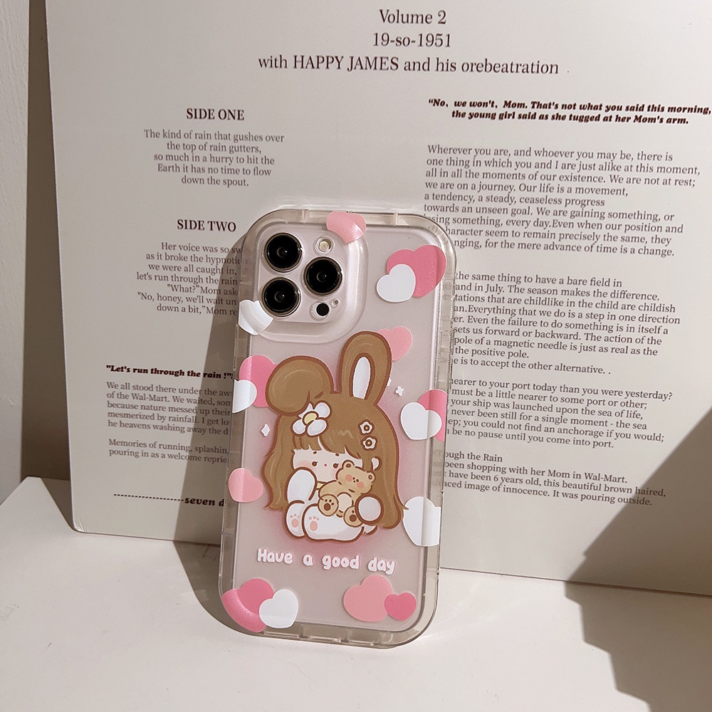Ins Casing Softcase Transparan Print Kartun Beruang Lucu Untuk Iphone 14 11 12 13 PRO MAX