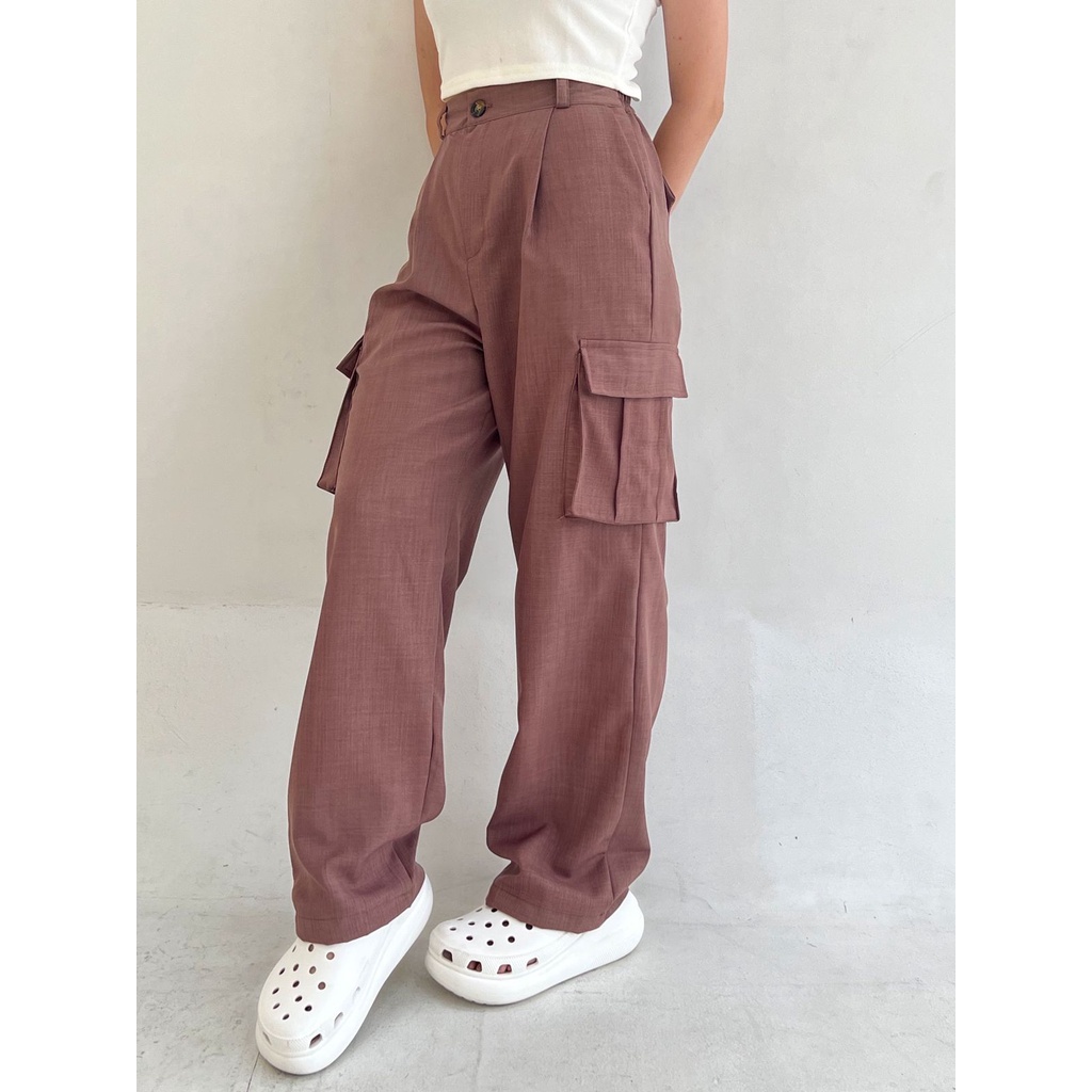 POTTIE - Kenza Baggy Pants - High Waist Baggy Pants - Celana Kulot Cargo