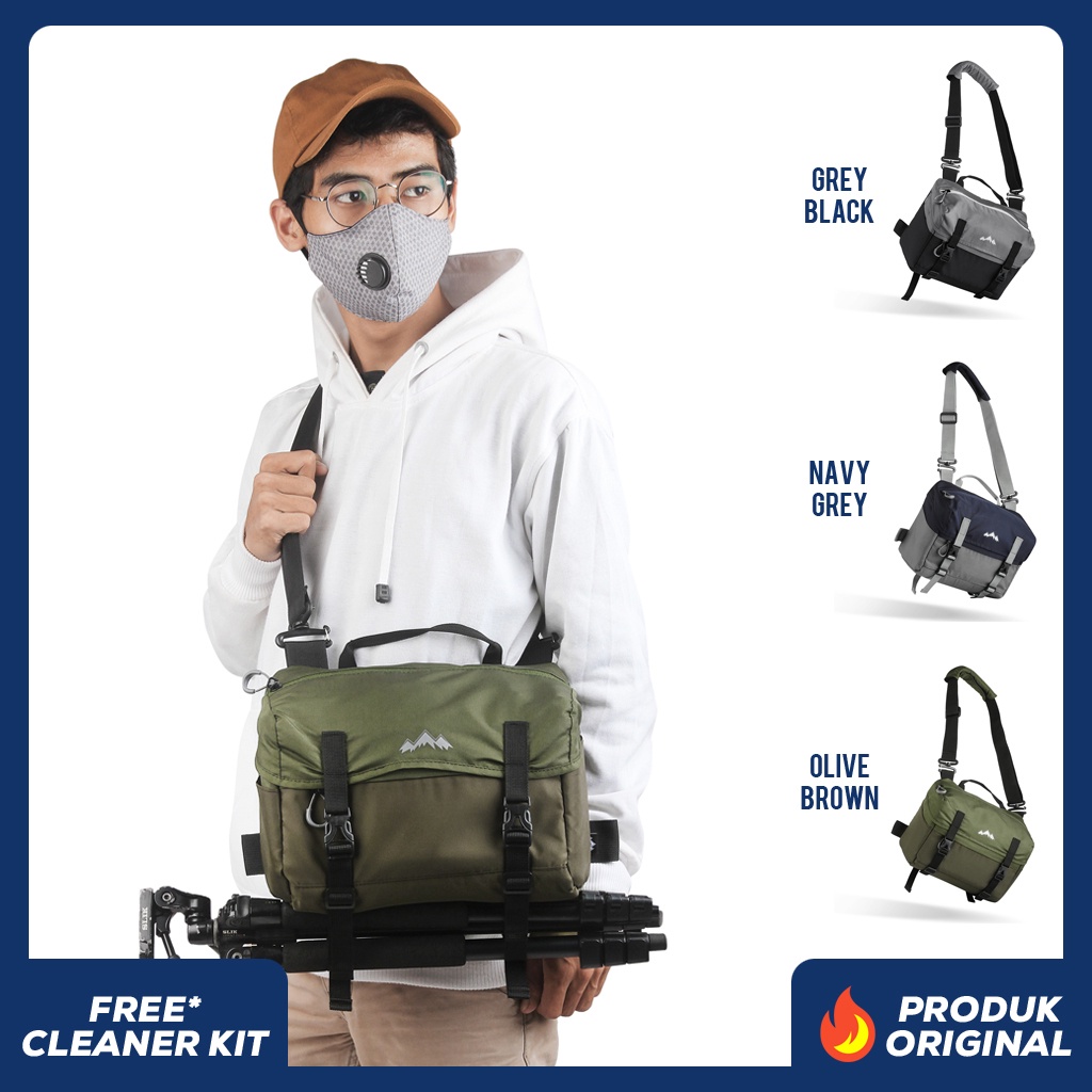 ATLAS OLIVE BROWN x SOLLU Tas Kamera Selempang Pria Wanita Slingbag Lensa DSLR Mirrorless Tripod Sling Bag Camera Multifungsi Casual Camera Shoulder Bag Premium Unisex Shoulderbag Tas Slempang Bahu Free Rain Cover Rain Coat Keren Terbaru Kekinian Branded