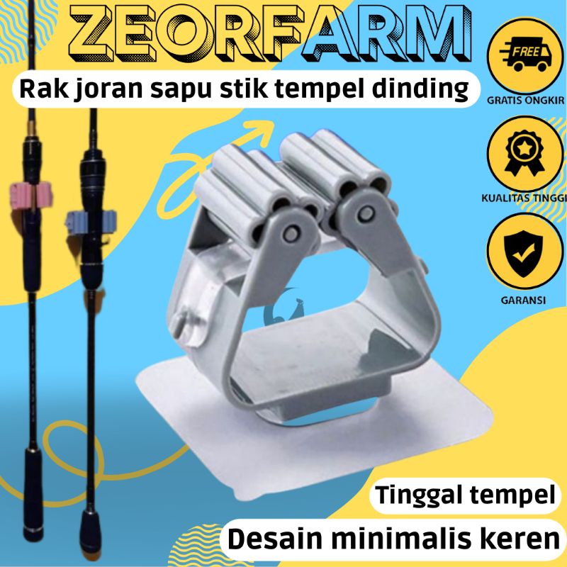 rak stik pancing joran sapu tempel dinding zeorfarm