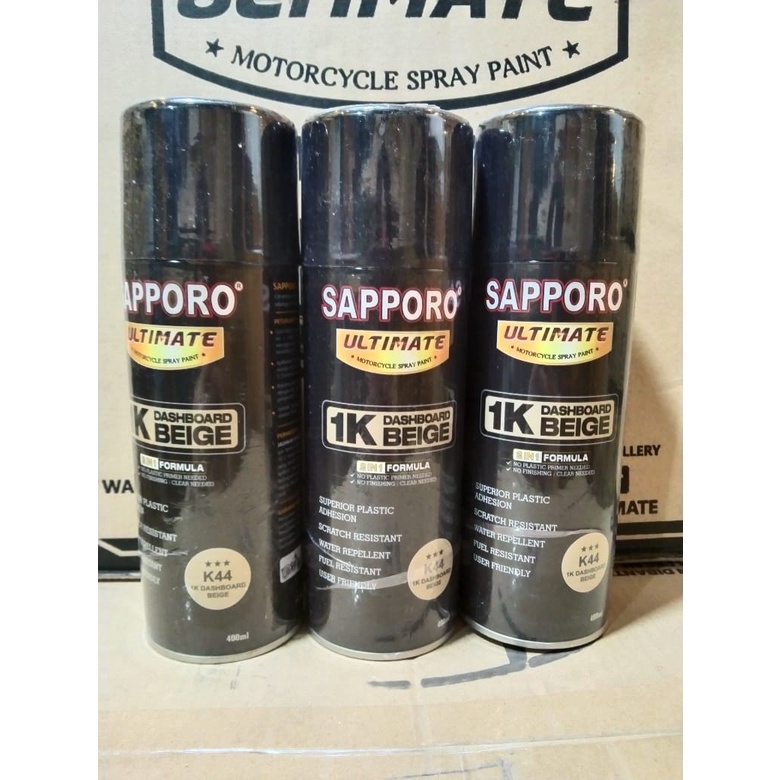 cat spray pilok pilox cat semprot sapporo ultimate saporo ultimate k44 1K dashboard beige coklat cokelat muda 400ml cat bodi kasar motor mobil