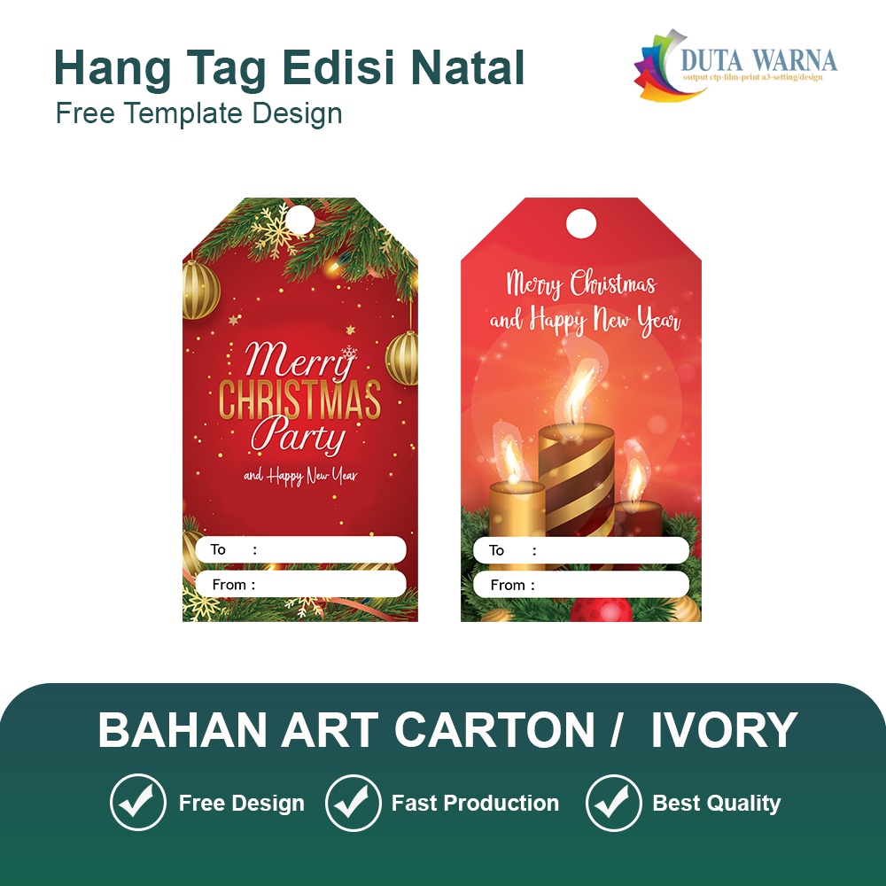 HANG TAG SPESIAL MERRY CHRISTMAS/ KARTU UCAPAN NATAL DAN TAHUN BARU POLA LIMAS