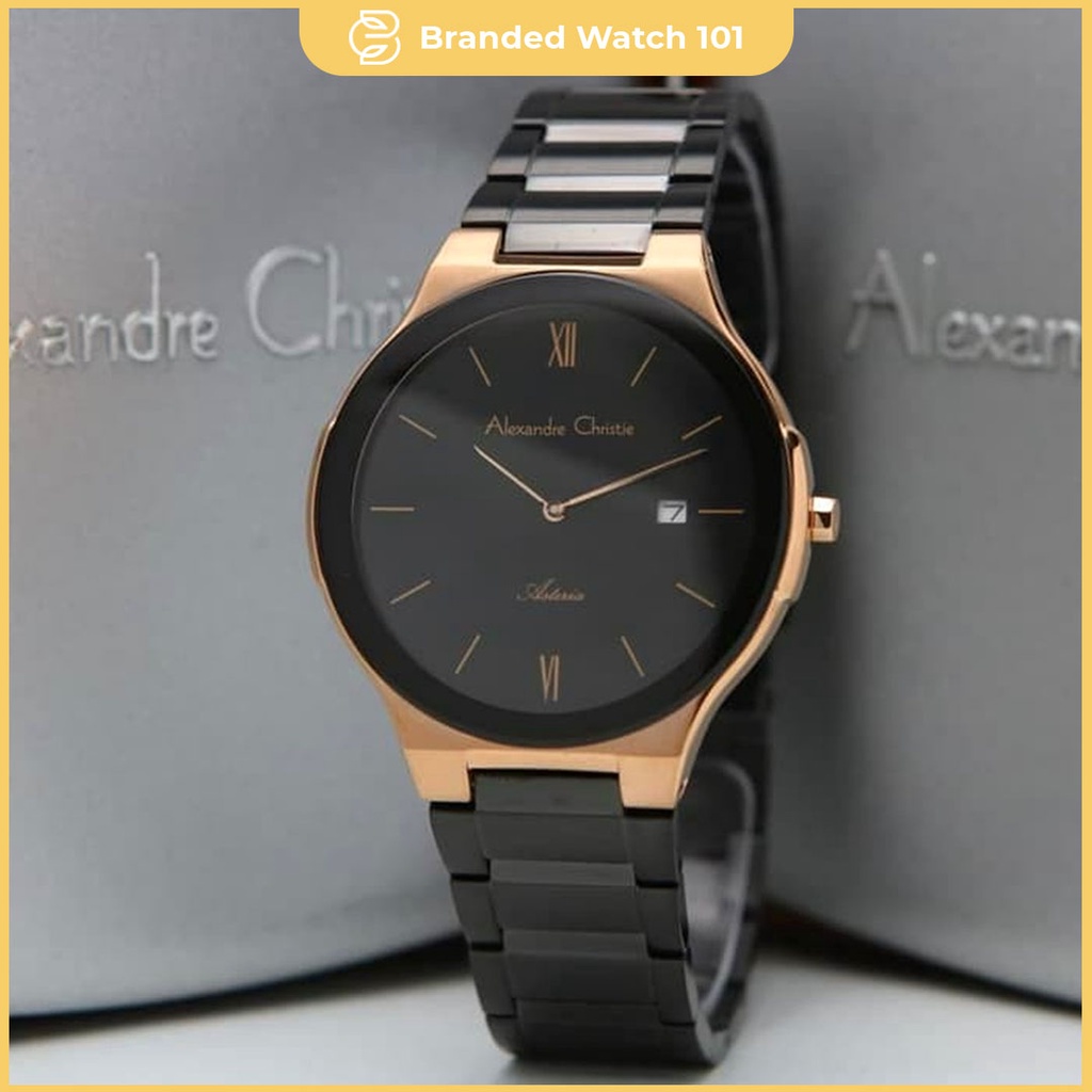 ORIGINAL Jam Tangan Pria Alexandre Christie AC 8612 / AC8612 Rosegold Black, Garansi 1 Tahun