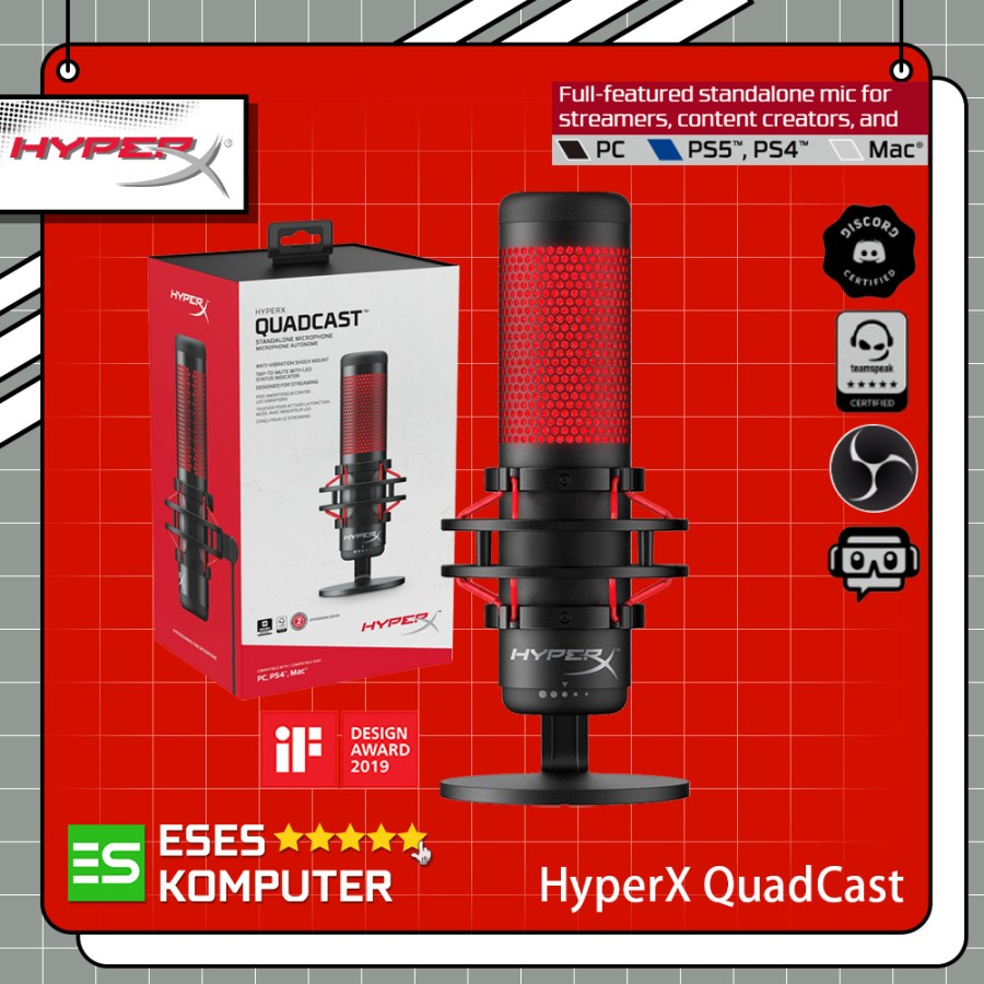 Microphone HyperX QuadCast / Quad Cast USB Condenser - Kingston Mic