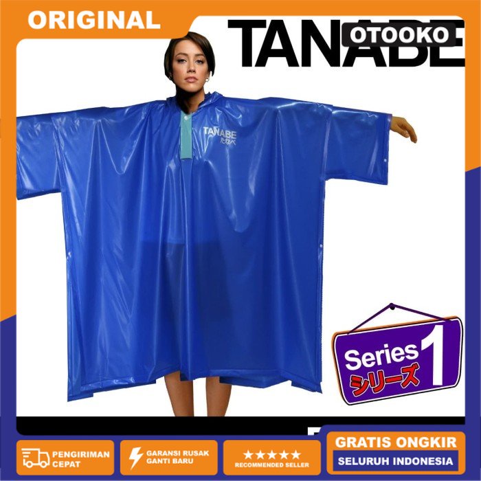 Jas Hujan Poncho Poncho Lengan Jubah Panjang PVC Anti Air Tanabe s1 - Hitam