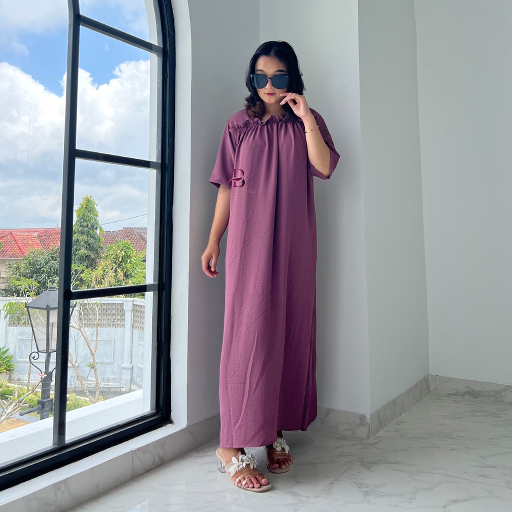 Daster Elizabeth Big Size Variasi Ruffle Long Dress Rayon Terbaru 2022 BeutyHijab