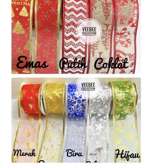 

➤ Pita Motif Natal 5cm goni motif tile motif/ pita roll natal/ ribbon る