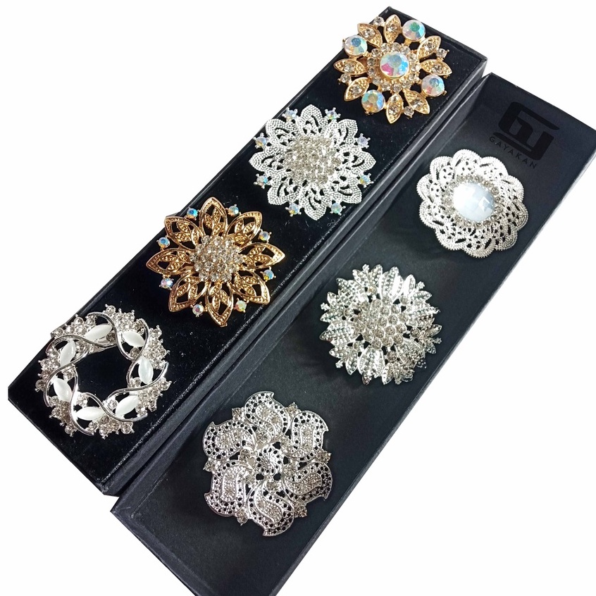 Bros Brooch Dada / Jilbab / Hijab Stainless Mewah Seri Aneka Model Multiwarna