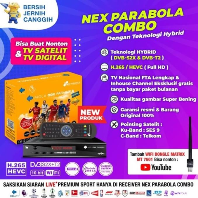 FS185 Nex Parabola Combo Decoder Dan Set Top Box Digital DVB S2 T2