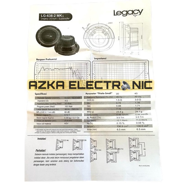 Speaker Subwoofer Legacy 6 Inch 638