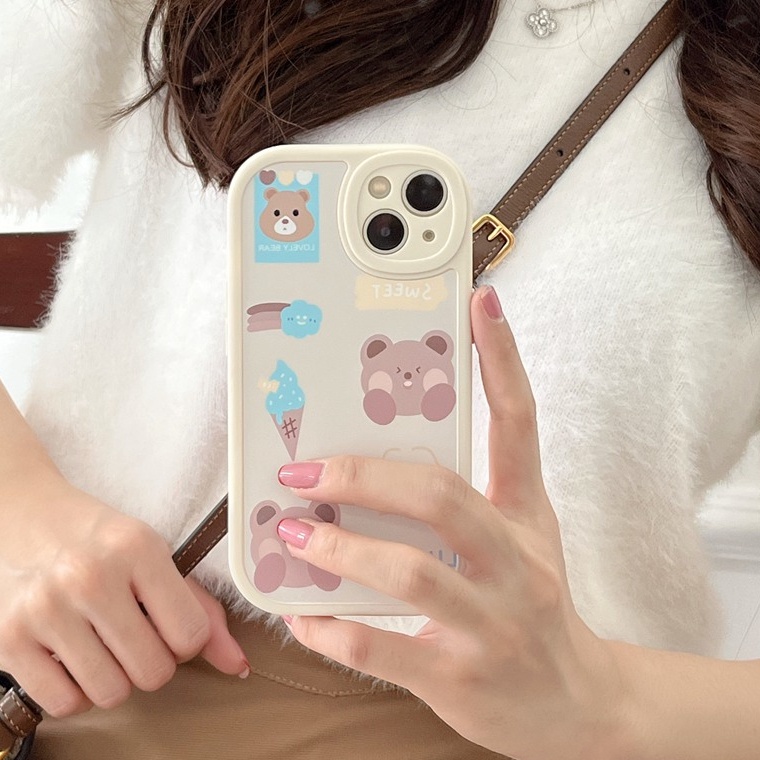 So Cute Ice Cream Bear Soft CaseINFINIX HOT 10 11 Play 11s 10s 9 Play Note 8 Smart 5 6 Lite Protect Case Cartoon White Girl