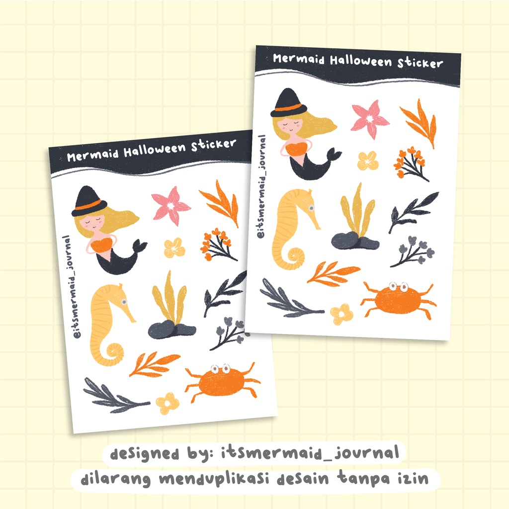 

Mermaid Sticker Halloween | Stiker Lucu | Stiker untuk Jurnal