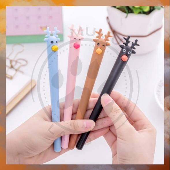 

Pulpen Gel 0.5mm Bentuk Kartun Rusa Lucu/ Tinta Hitam