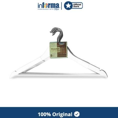 Informa - Set Hanger Kayu 8 Pcs - Putih