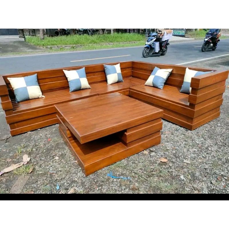 Kursi sudut box jati / kursi pojok jati murah