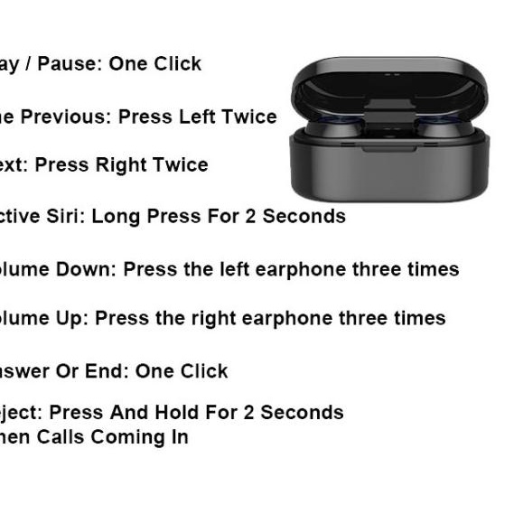 Earphone TWS Original TW80 Wireless Bluetooth Headset for IOS Android - Hitam