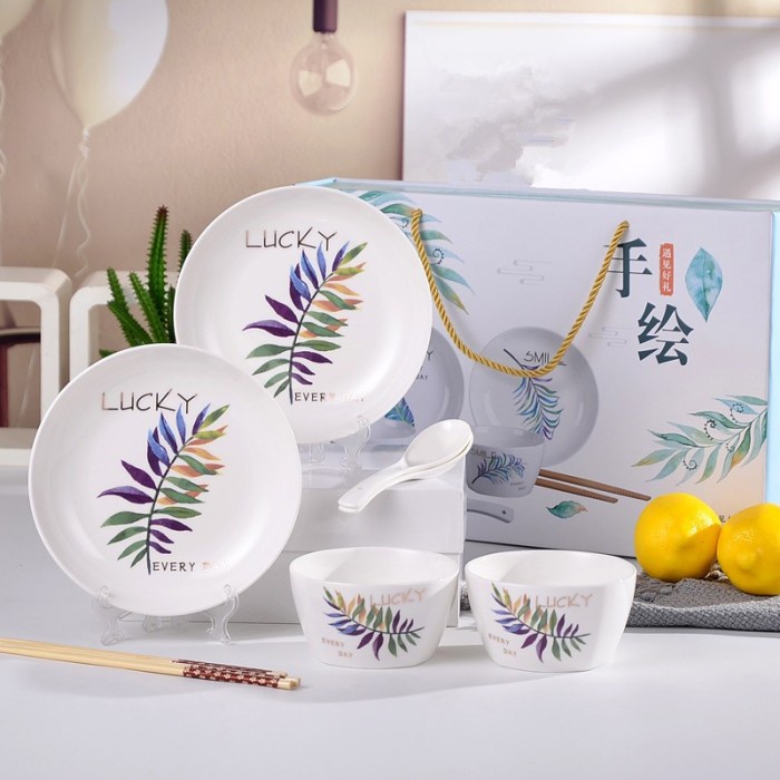 

(COD) Ceramic Tableware Set / Piring Mangkok Sendok Keramik Hampers Kado - Lucky