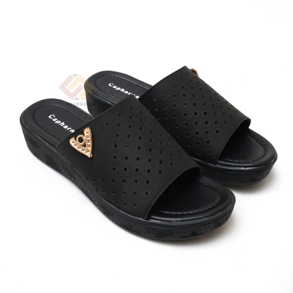 CAPHARNAUM [LTB 402] Sandal Wedges Kasual Wanita Sendal Selop Hak Sofiya Sandal Slip On Wanita