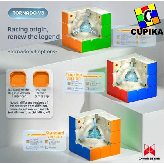 Rubik 3x3 Qiyi Xman Tornado V3M Stickerless MAGNETIC ORIGINAL