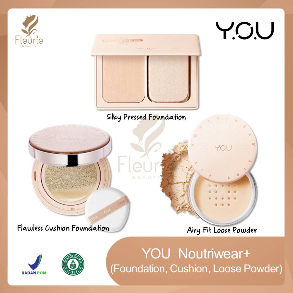 YOU Noutriwear+ Silky Pressed Foundation / Airy Fit Loose Powder / Noutriwear F. Cushion Foundation - Powder Foundation, Loose Powder Original BPOM