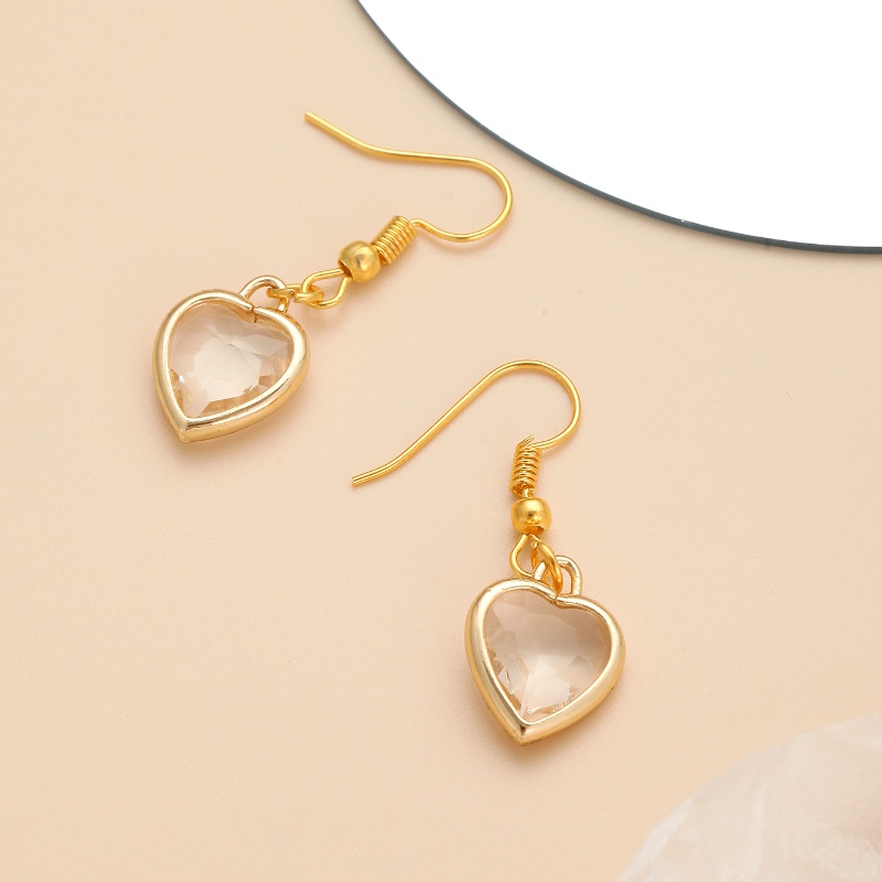 Anting Liontin Kristal Transparan Bentuk Hati Tidak Teratur Gaya Vintage Korea Untuk Pria Dan Wanita