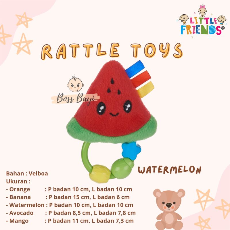 LITTLE FRIENDS Rattle Toys Fruits / Mainan Genggam Bayi Anak Bentuk Buah