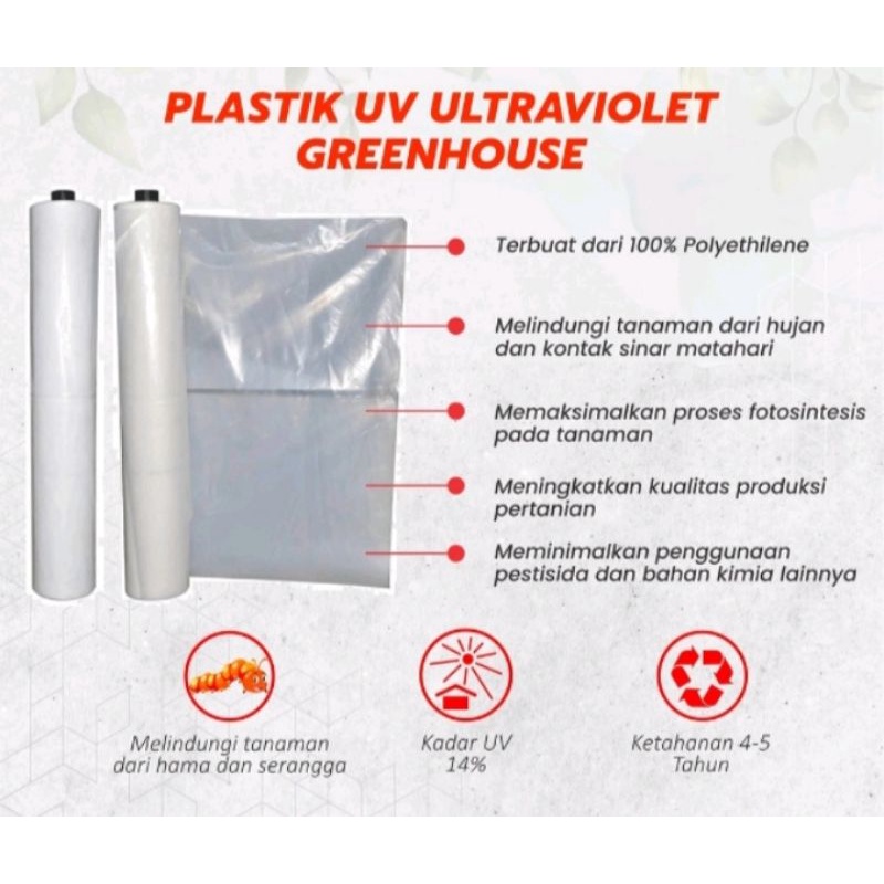 Plastik UV Green House Tebal 250 micron lebar 3 meter