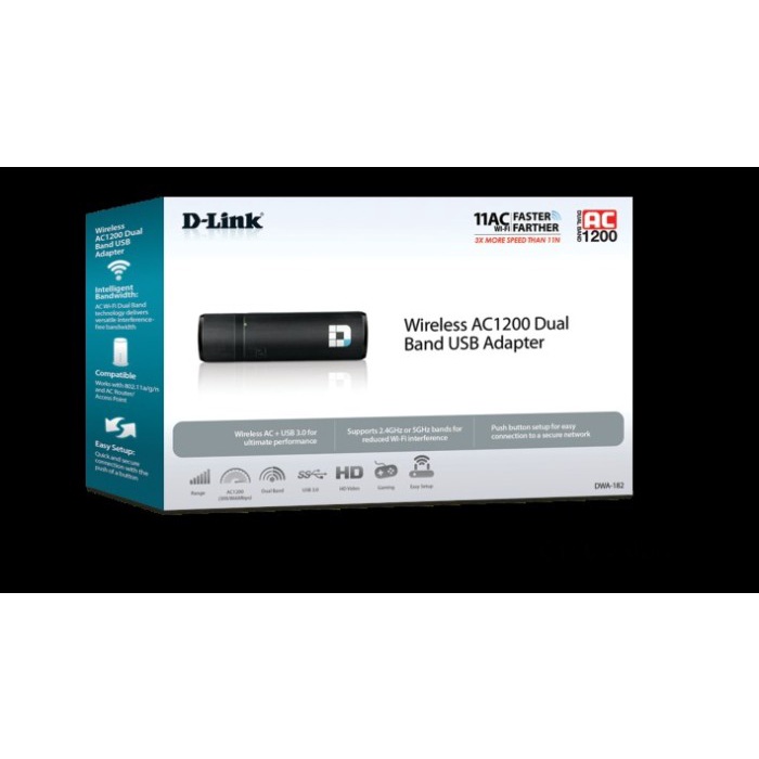 D-Link Dwa-182 Usb Dongle Wireless Wifi Receiver/Usb Adapter Ac1200 #Original