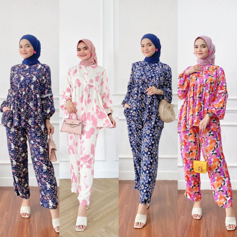 SETELAN WANITA LENGAN PANJANG ONE SET BABYDOLL ONESET LENGAN PANJANG (MECCA SET ORI BY HD.ID)