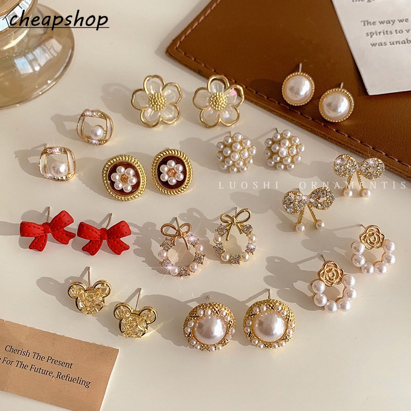 IFYOU Anting Stud Bentuk Bunga Tulip Camellia Aksen Mutiara Gaya Vintage Untuk Wanita