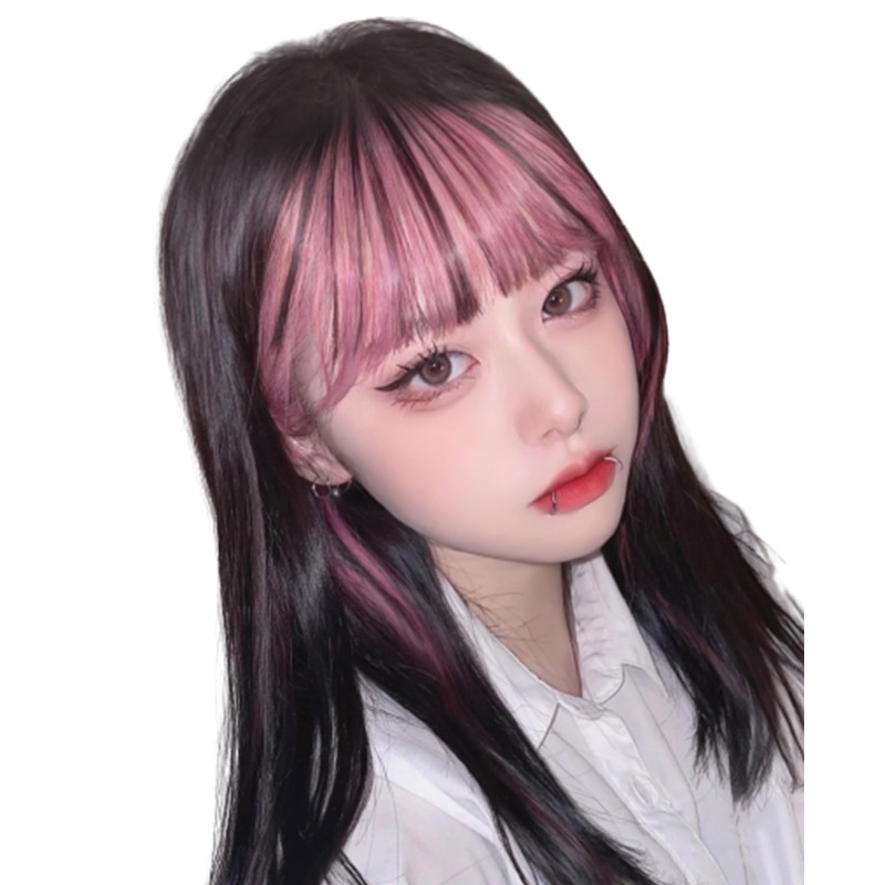 1 Pc Wig Poni Rambut Warna Pink Untuk Wanita