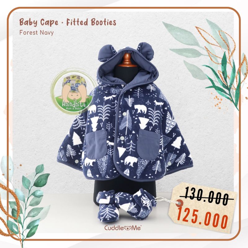 1 SET CUDDLEME Babycape &amp; Fitted Booties Motif Sama Jaket dan Sepatu Bayi Baby Gift Set Kado Kelahiran Bayi