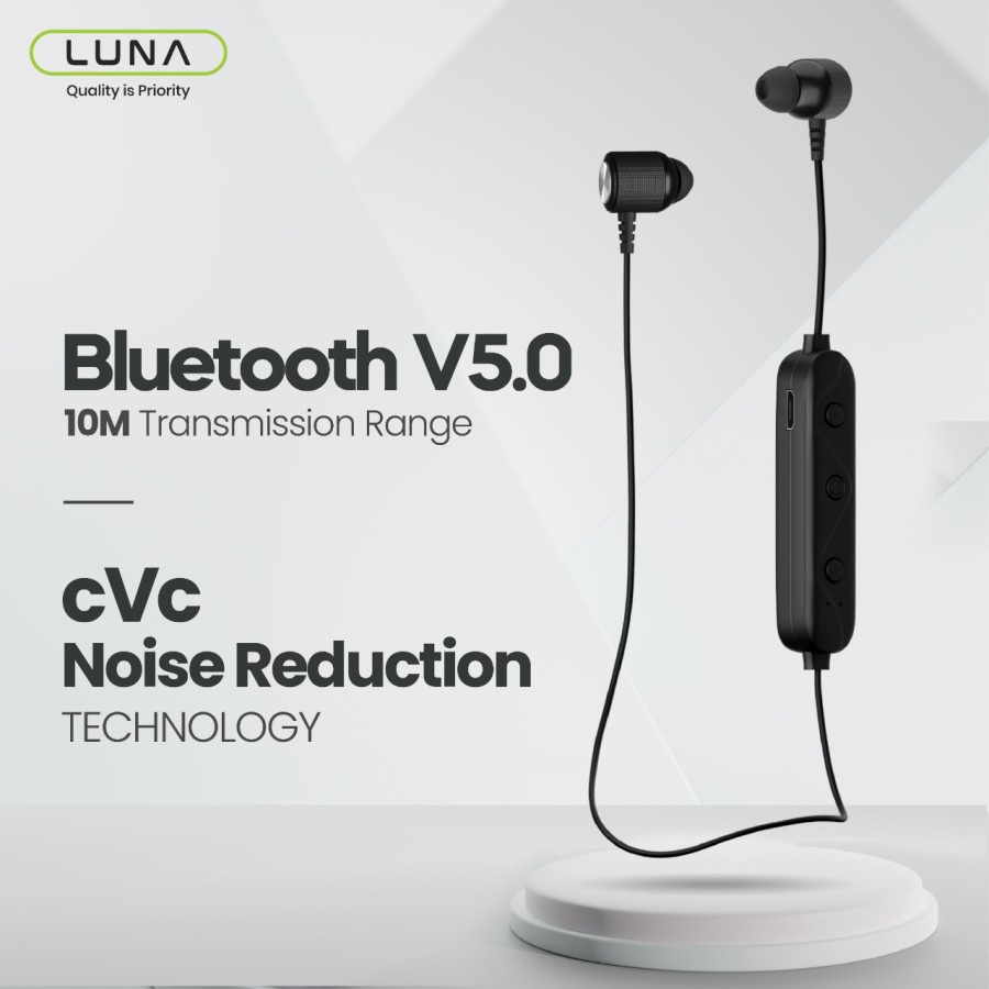 Luna Wireless Earphone BT Neckband Magnetic Earbuds Deep Bass V1 River