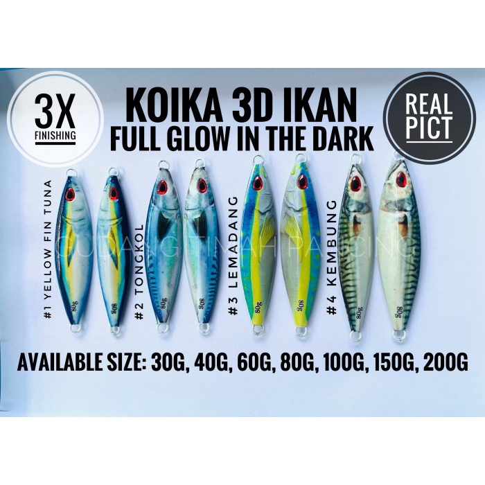 Umpan Pancing Metal Jig Koika 3D Full Gid Metal Jig Daun 3D Slow Singking