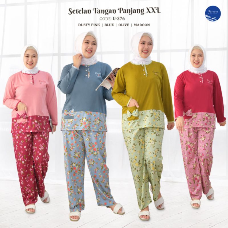 Setelan Babydoll baju tidur lengan panjang celana panjang Forever Sweet PP XXL Jumbo U-376