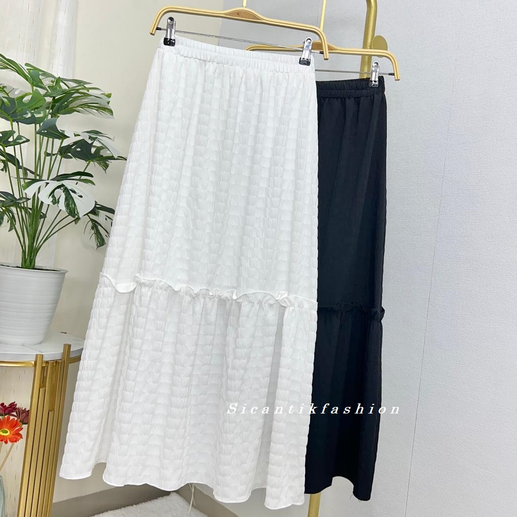 Rok Wanita Panjang // Rok Wanita Korean Style // Rok Cotton Crinkle