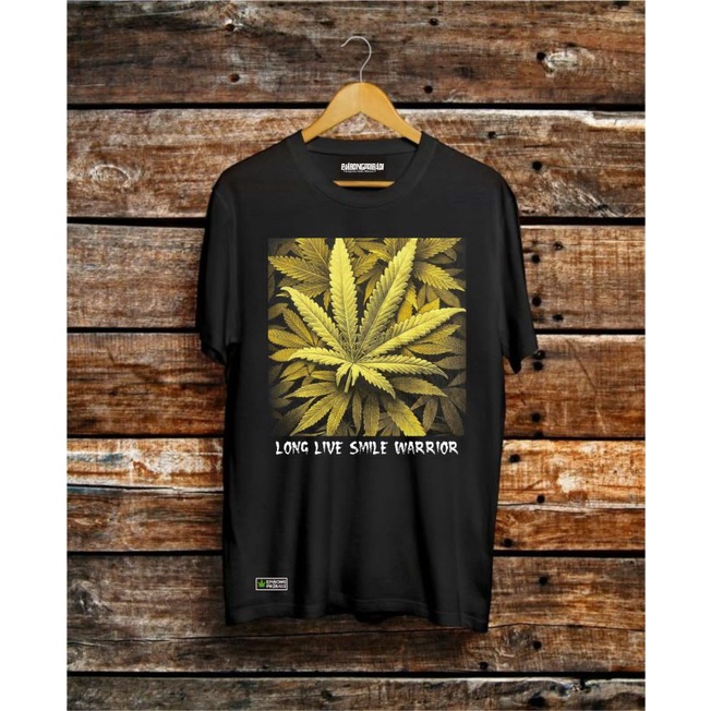 T-SHIRT DISTRO. LONG LIVE SMILE WARRIOR. KAOS DAUN GANJA 420. BAJU GANJA. KAOS DISTRO ORIGINAL (BRAN