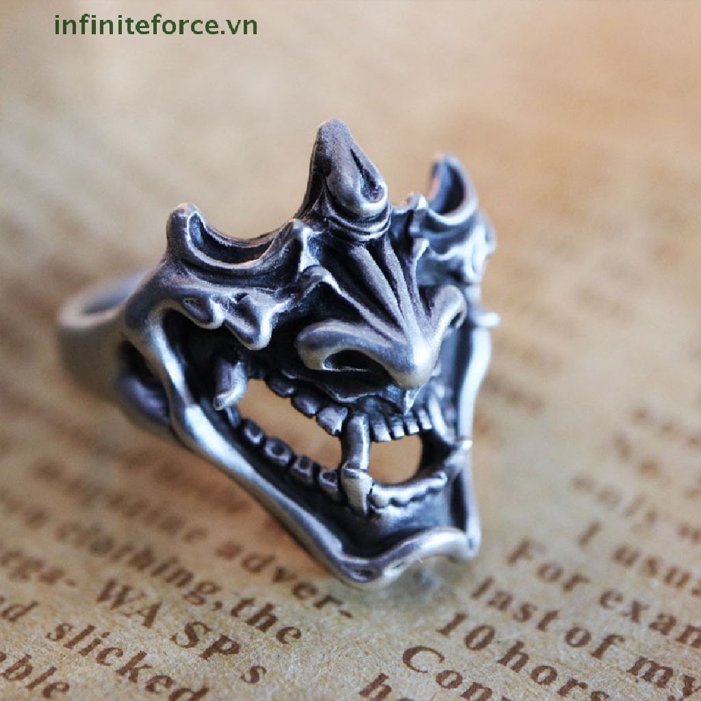 [INVN] Cincin Samurai Demon Kreatif Trendi Untuk Pria Perhiasan Cincin Terbuka Gaya Gothic Punk [VN]
