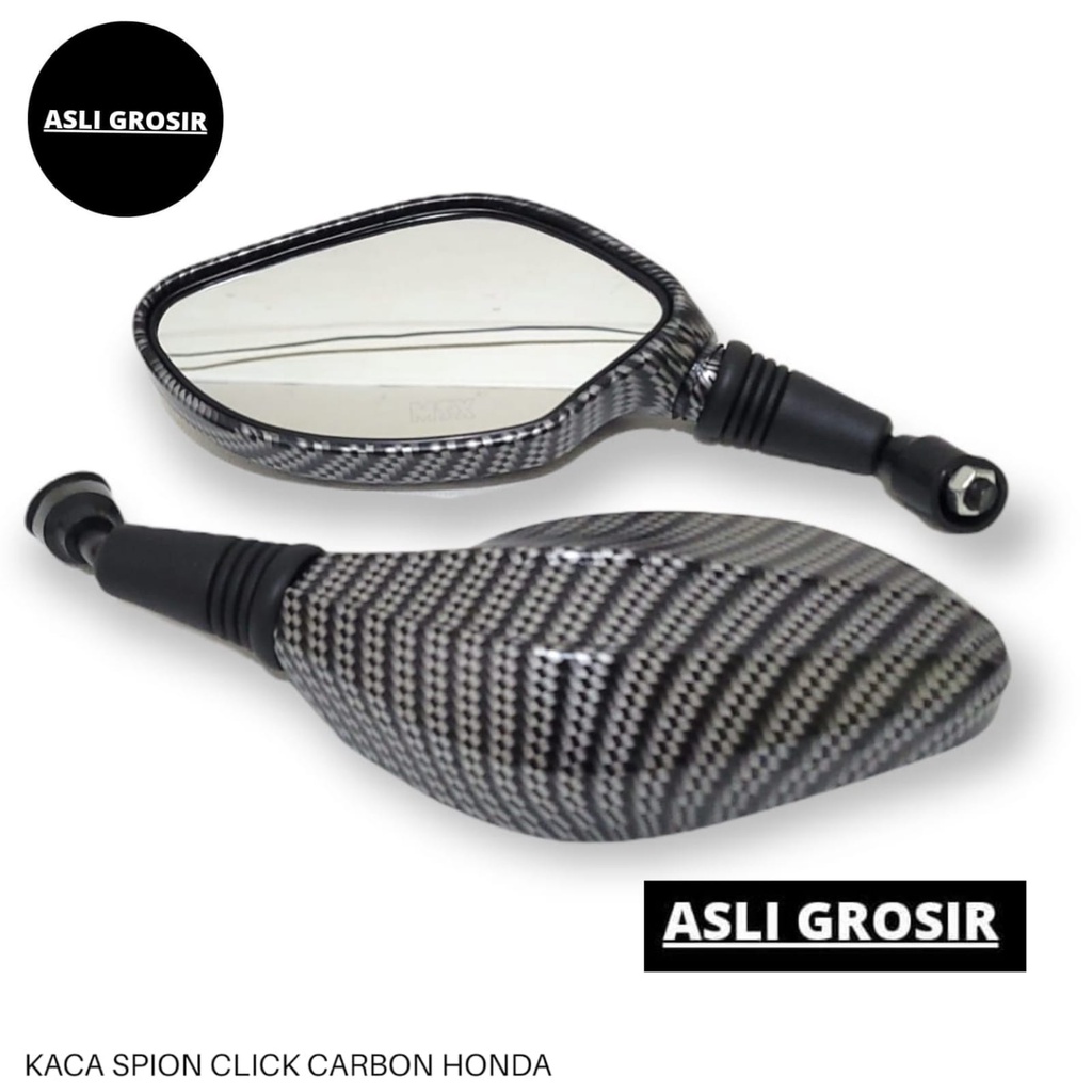 Spion Click Hitam Carbon Original Thailand Kaca Besar PNP Honda Yamaha Vario Beat Supra Dll