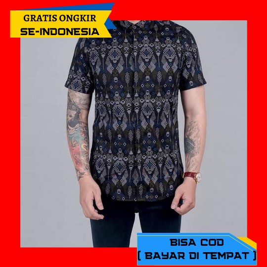 Kemeja Salur Pria Lengan Pendek Premium Baju Kemeja Batik Pria Lengan Panjang Hem Batik Pria Lengan 