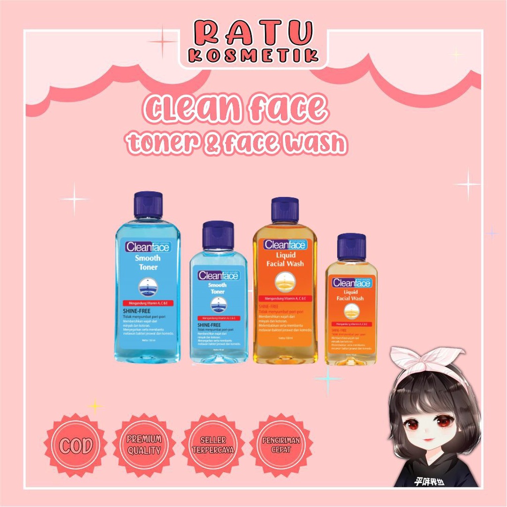 ❤ RATU ❤ Cleanface Smooth Toner 50ml - 130ml | Liqiuid Face Wash Toner Wajah | Clean Face
