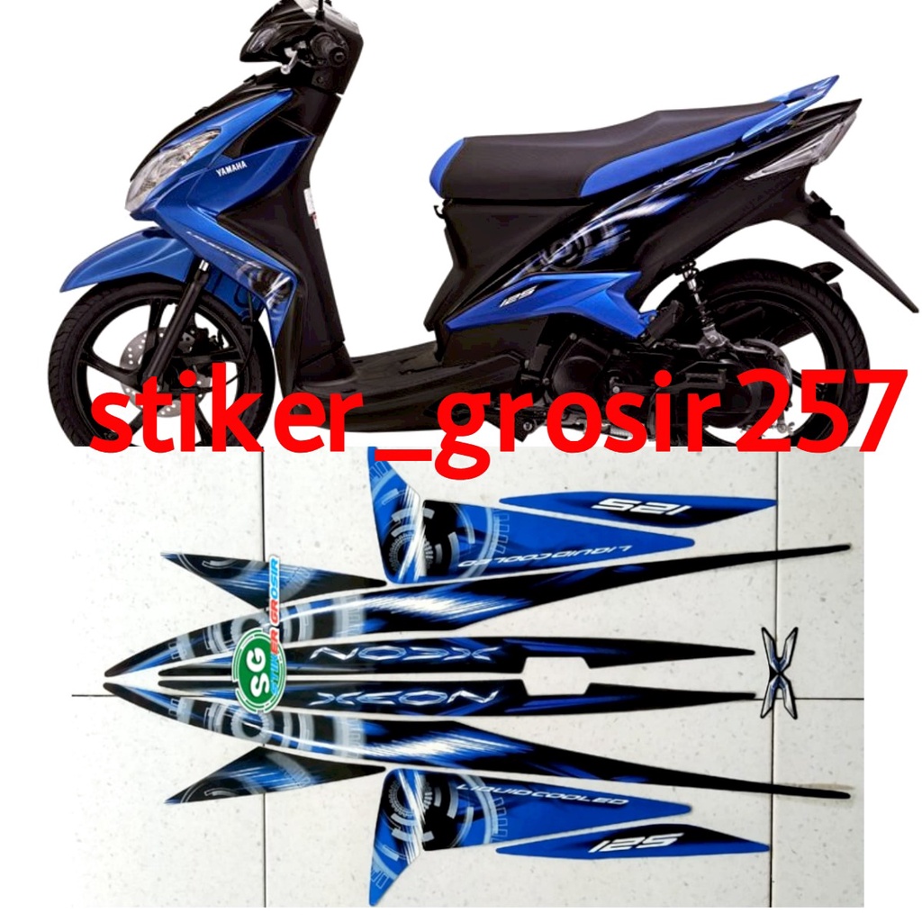 STIKER STRIPING LIS BODY MOTOR YAMAHA XEON KARBU 2012 BIRU